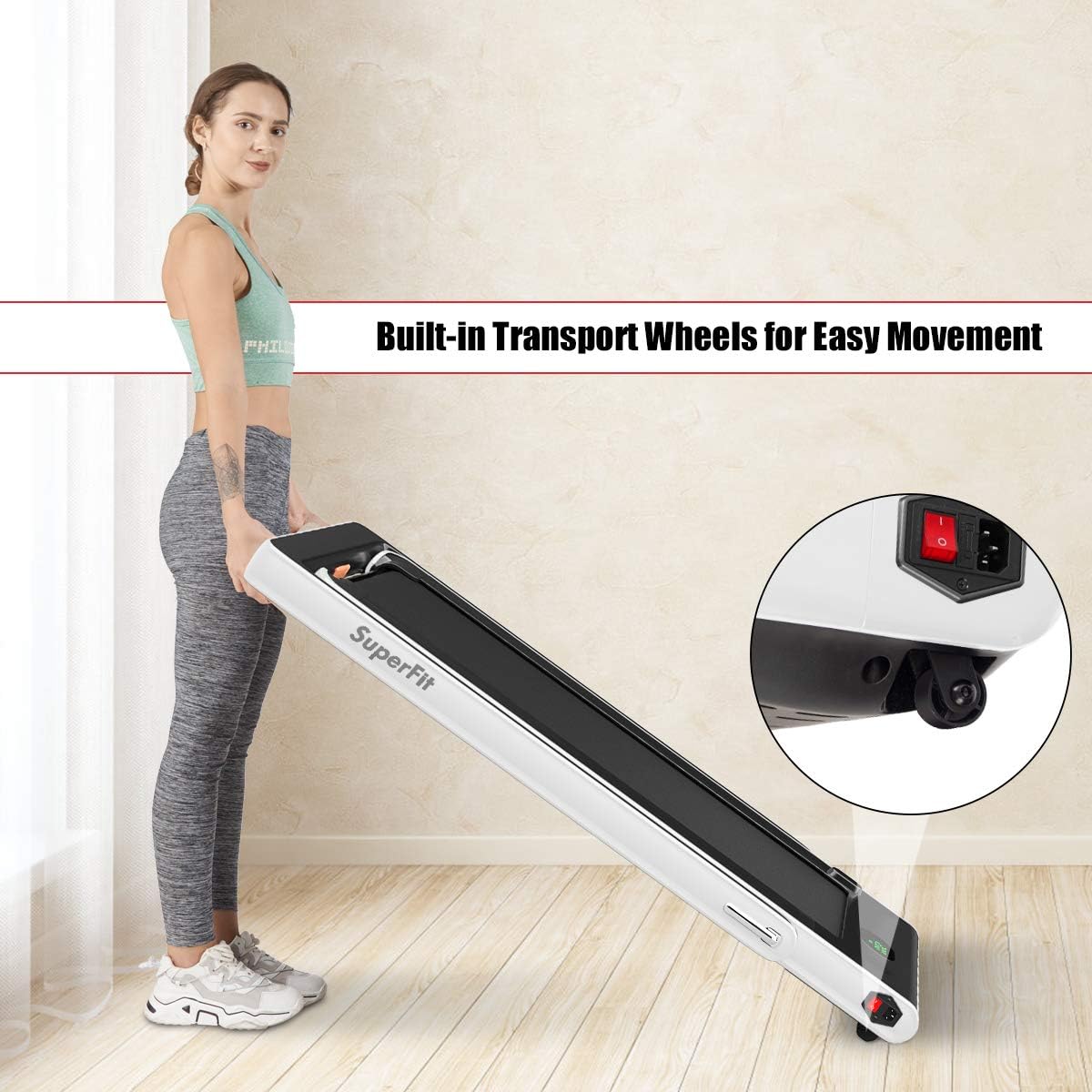 GYMAX Walking Pad, 2.25HP Foldable Treadmill with Smart App & Remote Control, Bluetooth LED Monitor, Small Spaces Compact Running Machine, Folding Portable Under Desk Treadmill for Home Office - Image 9
