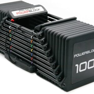 PowerBlock Pro 100 Adjustable Dumbbell, Sold As A Single Unit 5-100 lb Dumbbell – Durable Steel Build, Innovative Workout Equipment, Strength Training