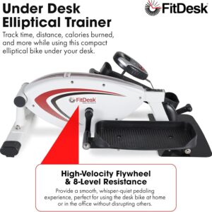 FitDesk Under Desk Bike Exercise Machine, Compact Magnetic Pedal Exerciser, Mini Elliptical, Quiet Seated Cardio Trainer for Home Office Workouts, Adjustable Resistance Bike for Desk Fitness