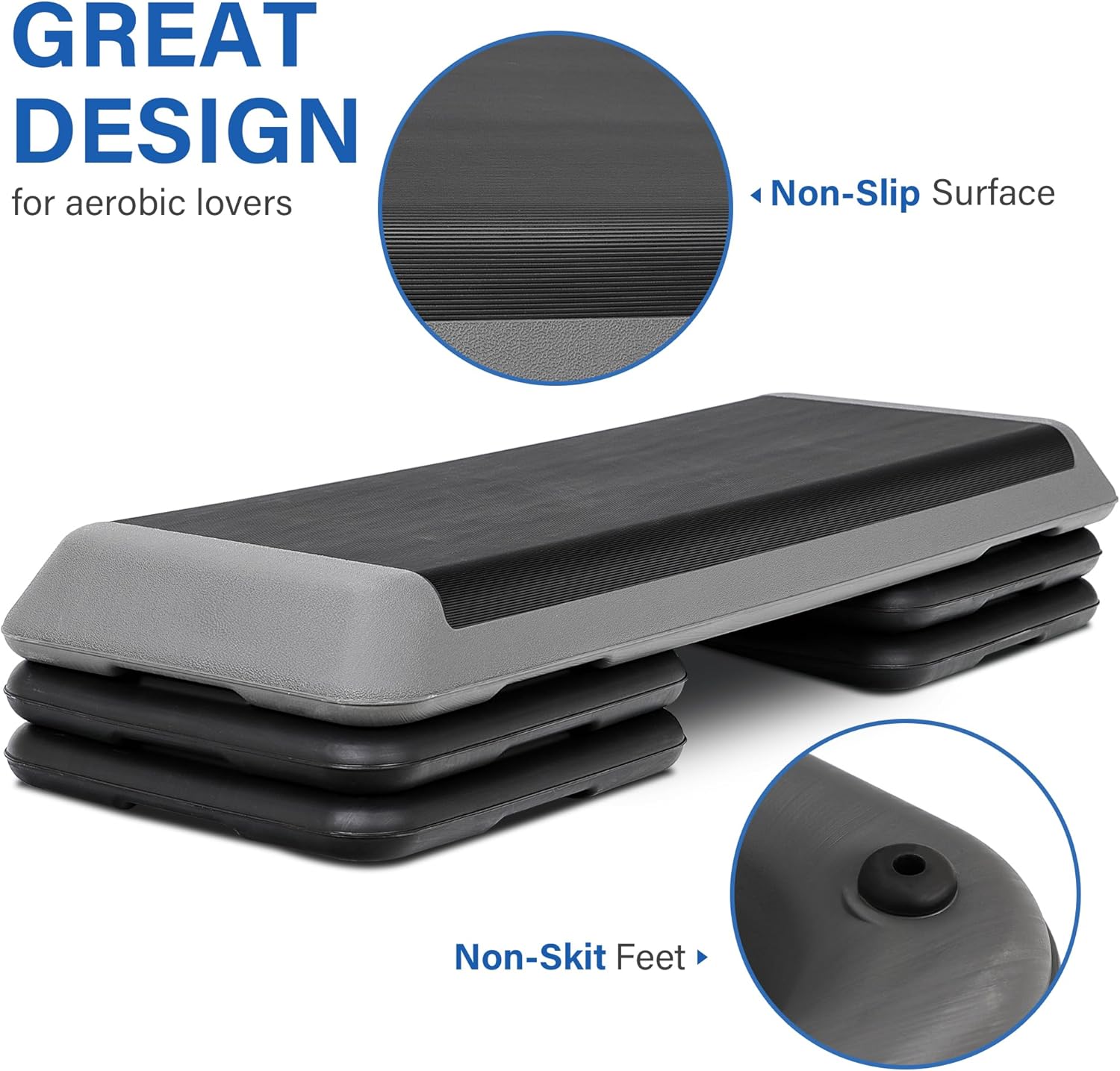 Adjustable Workout Aerobic Stepper, Exercise Step Platform Trainer with 4 Risers,Non-Slip Surface for Home Gym Workout Training - Image 4