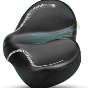 New Noseless Oversized Bike Seat, Extra Wide Comfort Pure Memory Foam Bicycle Seat Cushion, Compatible Saddle Replacement with Electric Bike, Exercise, Cruiser, Road Bike for Men & Women