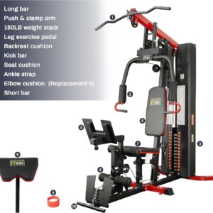 Home Gym, Workout Equipment with Leg Press, Exercise Equipment for Home with Pulley System, Home Gym Equipment for Full