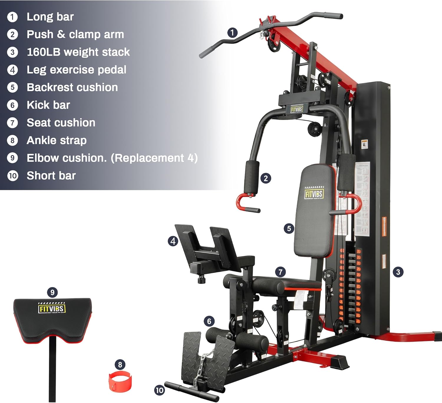 Home Gym, Workout Equipment with Leg Press, Exercise Equipment for Home with Pulley System, Home Gym Equipment for Full - Image 2