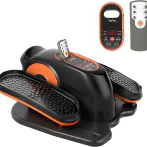 Under Desk Elliptical Machine with Smart Safety Stop – Electric & Quiet 12dB Seated Elliptical for Seniors, 12-Level Auto/Manual Modes with Remote for Home Office Rehab