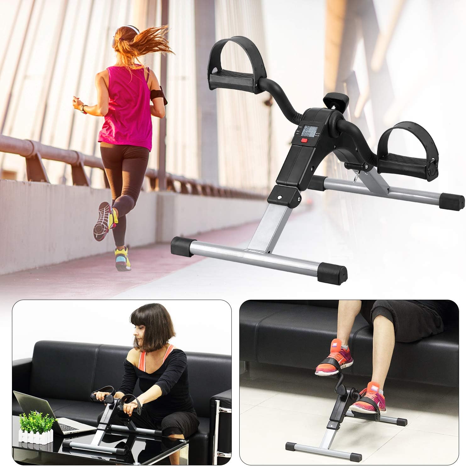 Folding Pedal Exerciser, Mini Under Desk Bike - Portable Foot Hand Cycle Peddler Machine Bicycle Exerciser for Arm Leg While Sitting - Image 7