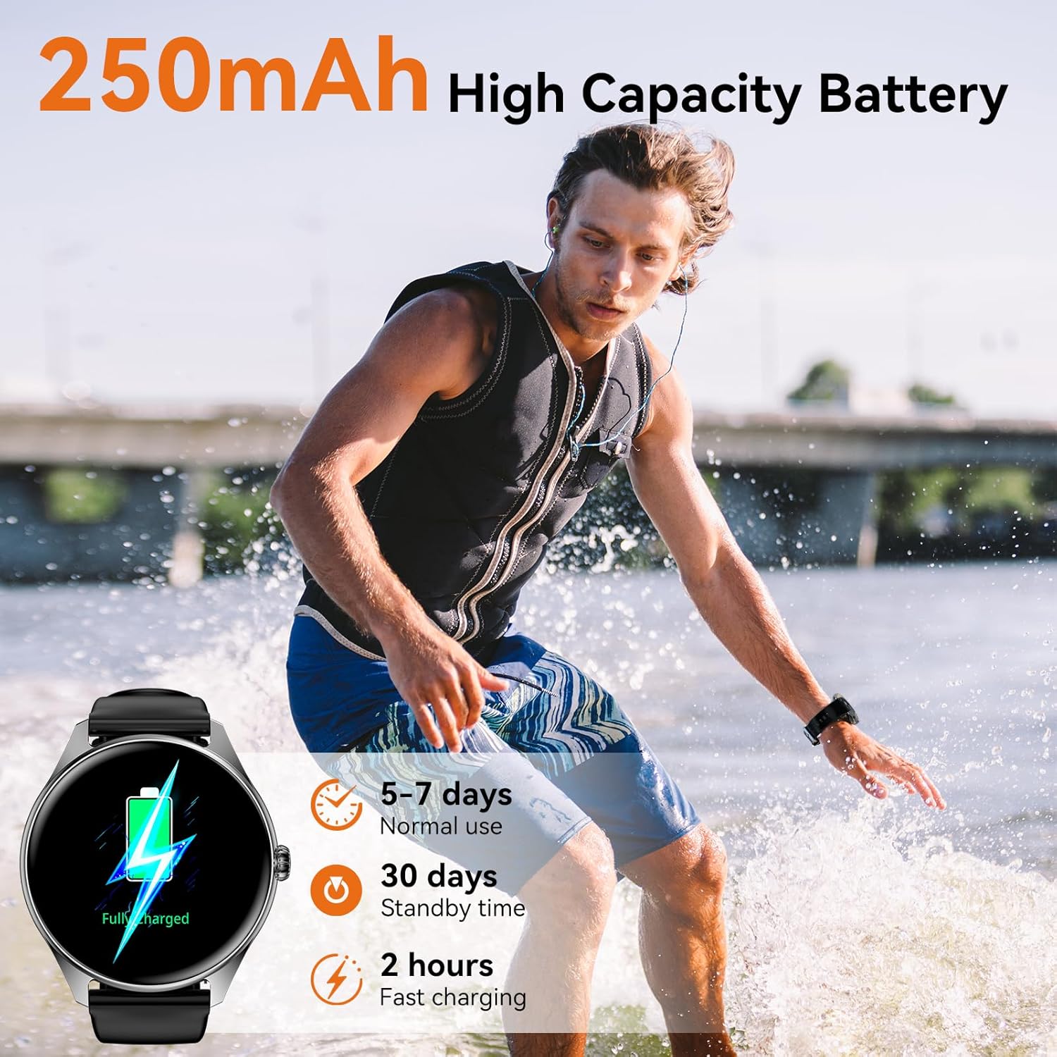 Smart Watches for Men Women, 1.43" AMOLED Display Smartwatch with 7-Day Battery, 120+ Sport Modes, Bluetooth Calls, Heart Rate/Sleep Monitor, IP68 Waterproof for iPhone Android Compatible (Black) - Image 5