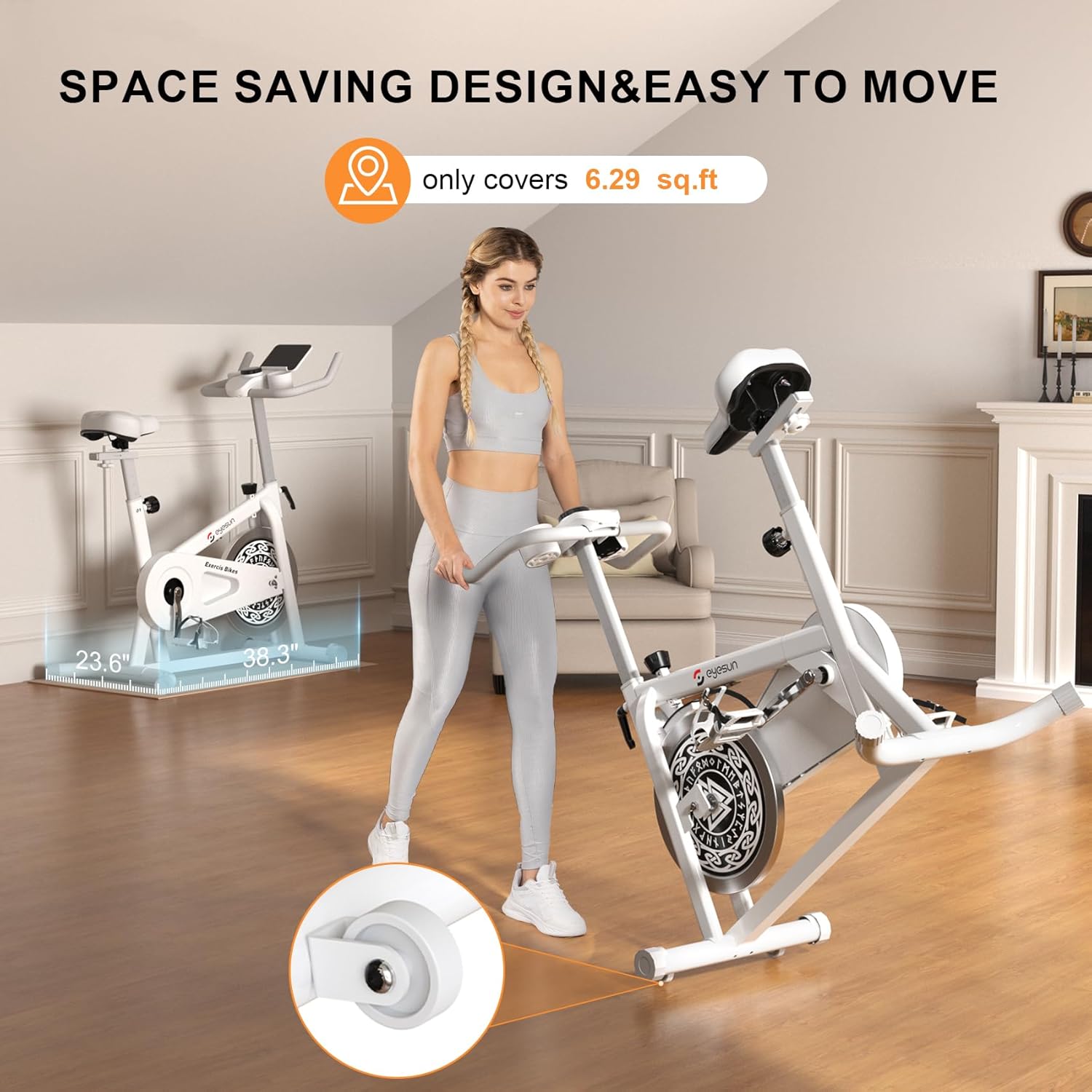 Exercise Bikes for Home,Indoor Cycling Bike with Adjustable Friction,Brake Pad Resistance Silent Belt Drive,330lbs Weight Capacity &Upgraded Version Seat for Home Cardio&Weight Loss - Image 8