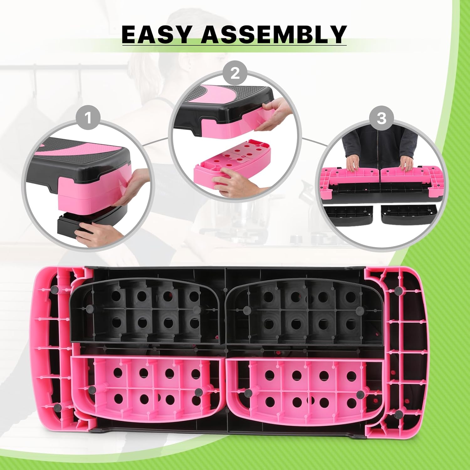 Aerobics Stepper Platform for Exercise Adjustable Compact Workout Step for Cardio, Core and Strength Training - Image 6