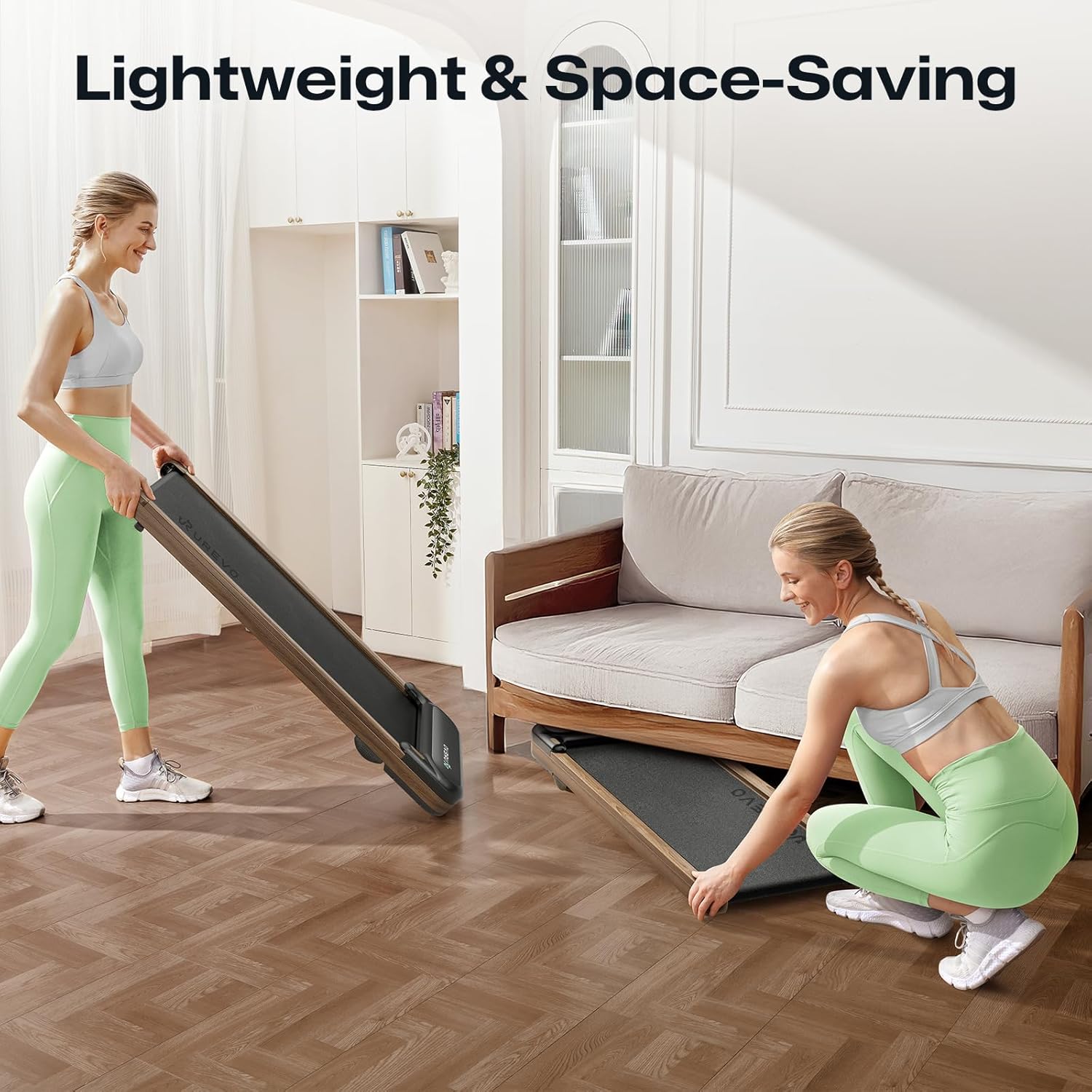 UREVO E4W Smart Walking Pad, Under Desk Treadmill with Wood Grain Design, 8-Point Shock Absorption, Quiet Operation, Workout APP with Track Insights and MIIT Mode, Plug and Play, Remote Control - Image 6