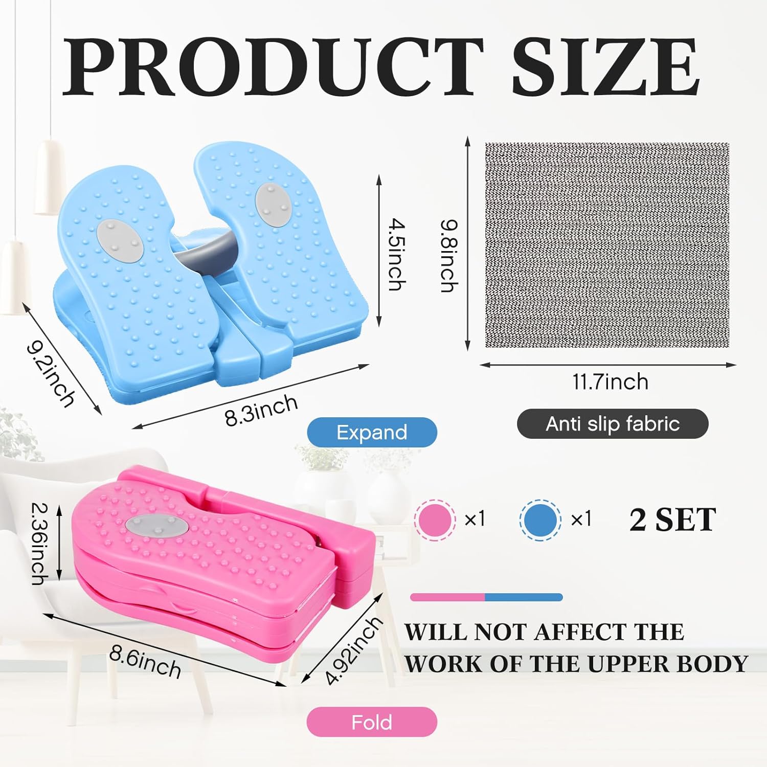 2 Pcs Mini Foot Pedal Exerciser Foldable Stepper Foot Pedal Leg Exerciser While Sitting Under Desk Stepper Foot Exercise Machine Trainer for Office Home Muscles Varicose Veins - Image 2