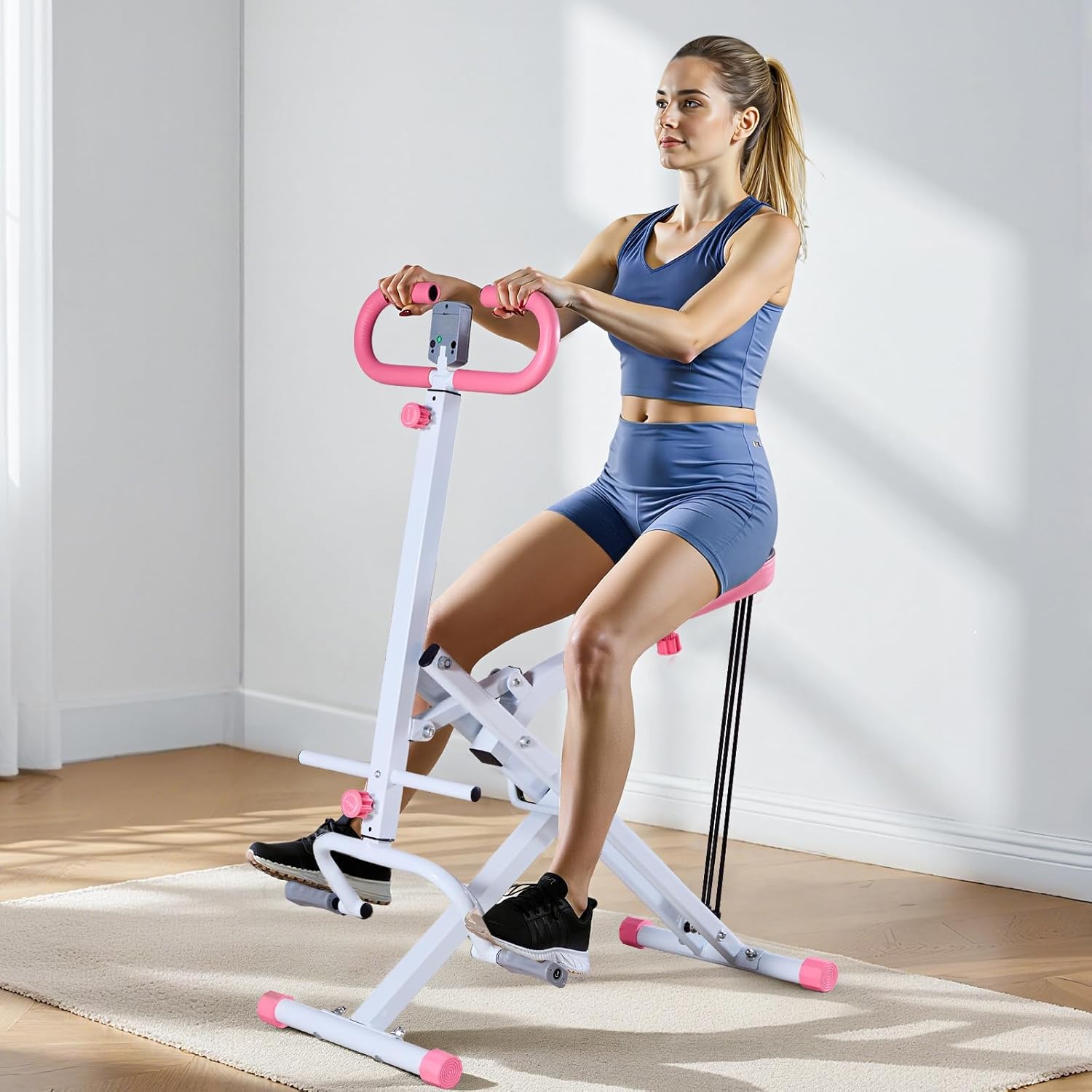 VEVOR Squat Machine, Deep Squat Rowing Machine for Home, Easy Setup & Foldable Exercise Equipment, Glute Trainer Machine with 3 High-Strength Resistance Bands, Glutes & Leg Home Workout Machine - Image 8