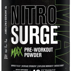 Jacked Factory Nitrosurge Max High Performance Pre Workout Powder – Pre Workout w/Nootropic Ingredients for Intense Focus, Pumps, Smooth Energy, Endurance – 40 Servings, Cherry Bomb