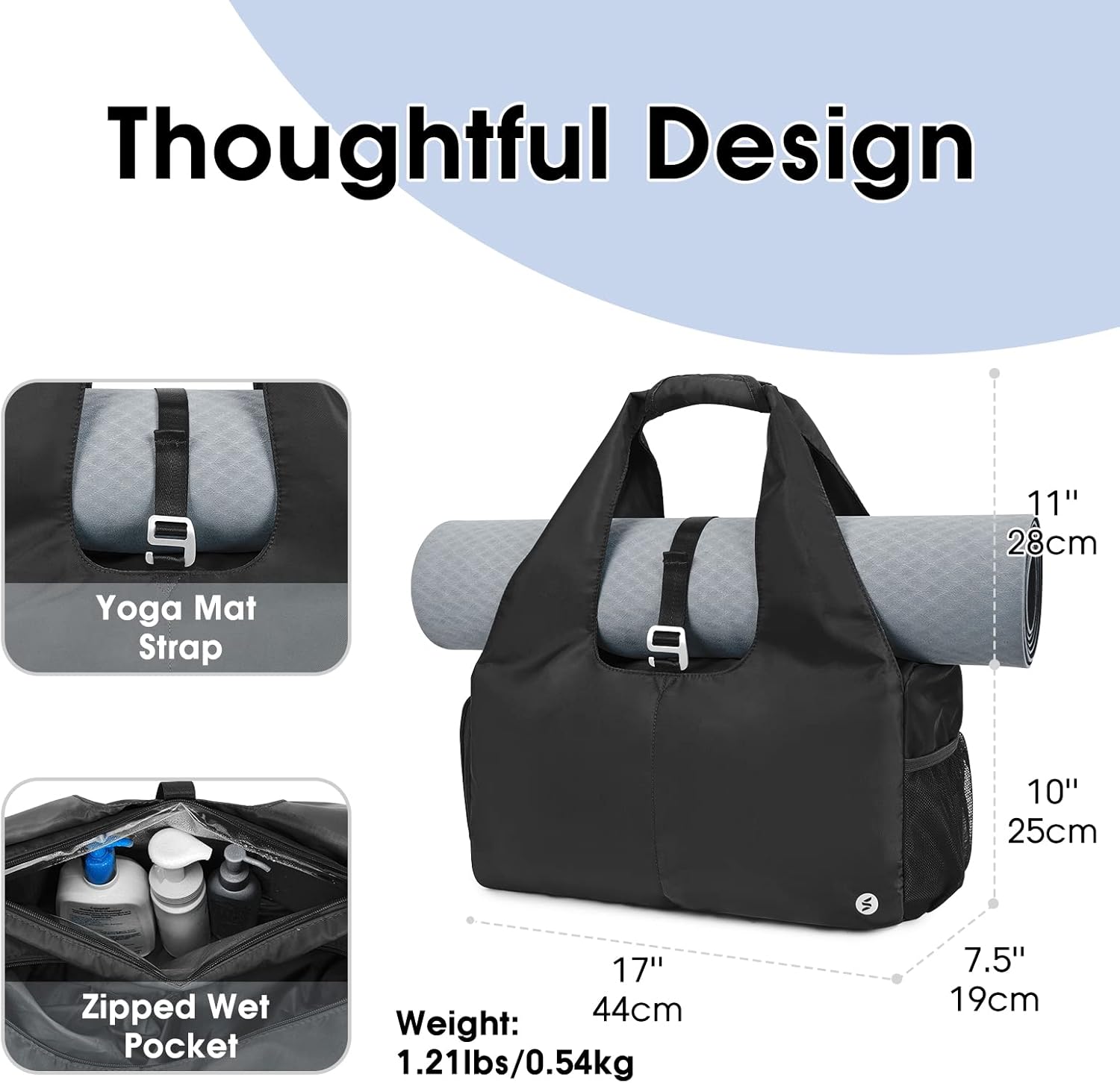 sportsnew Yoga Gym Bags for Women with Shoes Compartment & Wet Dry Storage Pockets & Adjustable Yoga Mat Holder, Patent Pending - Image 2