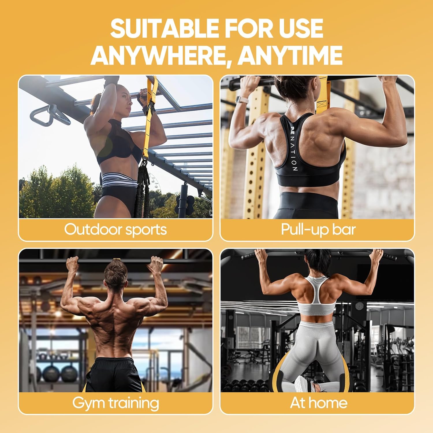 Adjustable Pull Up Assistance Bands with Fabric Feet Mats for Strength Training, Pull-Up Bar Workouts, and Resistance Training - Image 4