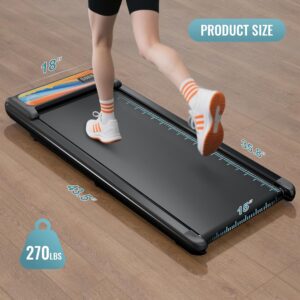 Treadmill with Handles, 2.5HP Walking Pad Treadmills with Handle Bar, Under Desk Treadmill with Remote Control LED Display, Electric Treadmills for Home Small, 270LBS Capacity