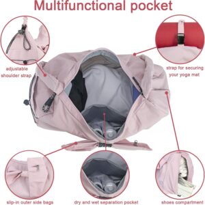 WOLT Gym Bag For Women, Yoga Mat Bag with Shoes Compartment, Wet Pocket and Water Bottle Pocket
