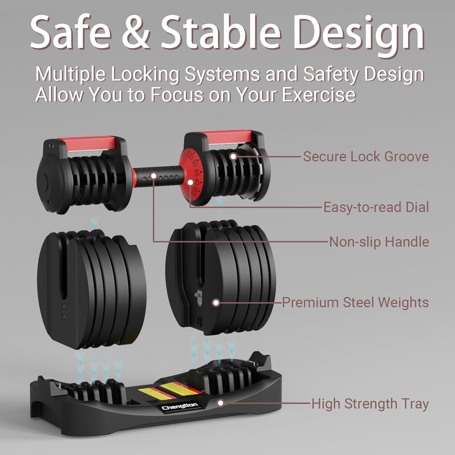 Adjustable Dumbbells 25/52.5 lbs, 9/15 in - Adjustable Weight Dumbbell Set for Full Body Exercise Training Fitness Workout in Home Gym - Image 5