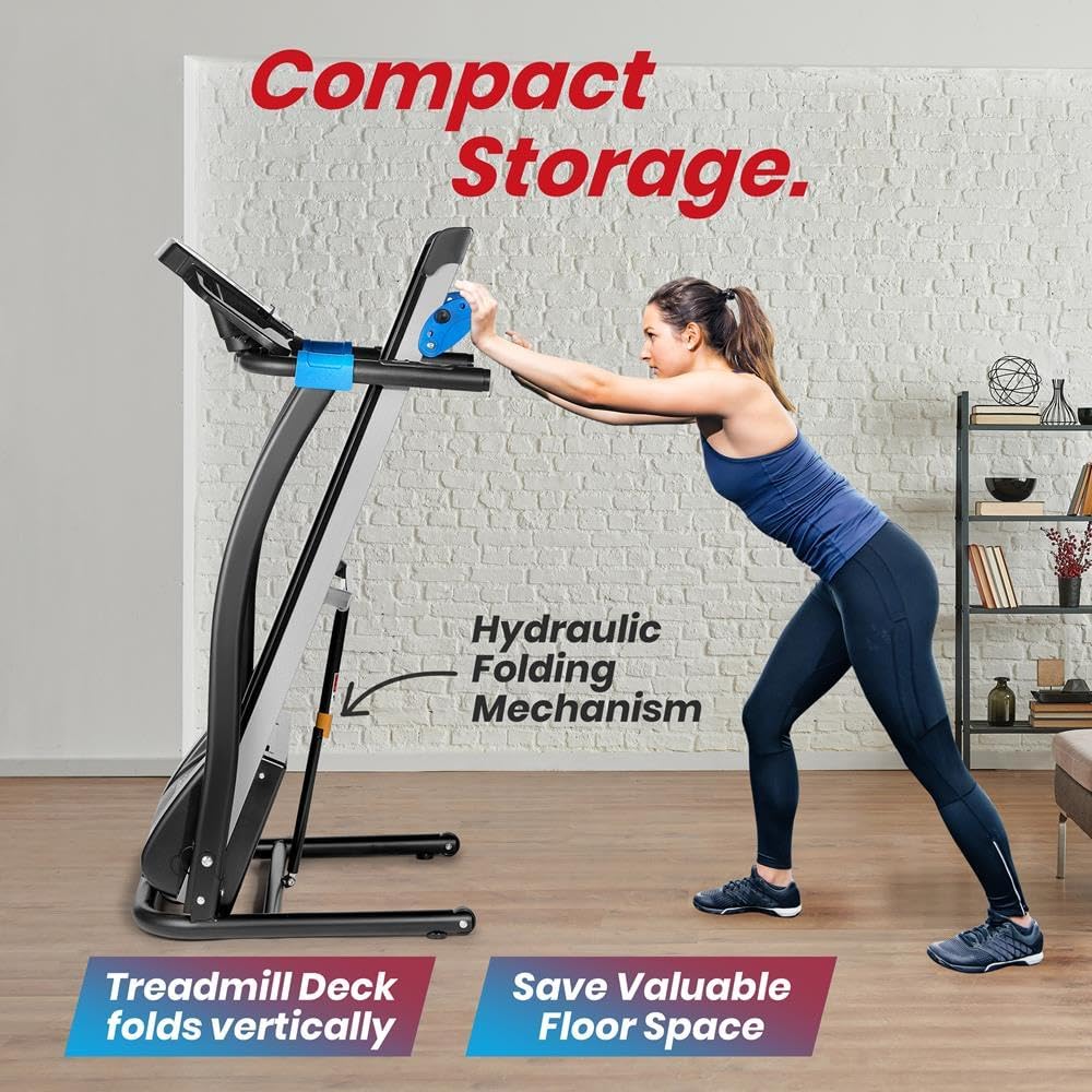 SereneLife Electric Folding Treadmill - Foldable Home Fitness Equipment for Walking & Running, 1.5 HP Indoor Home Cardio Machine with Downloadable App, Safety Key, 3 Incline Levels, 16 Training Modes - Image 3