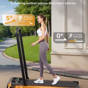 Walking Pad Treadmill, WALKWAKE 8% Incline Walking Pads, Compact Under Desk Treadmill for Home, 330lb Capacity 2.5HP Running Machine for Walking Jogging with LED Display