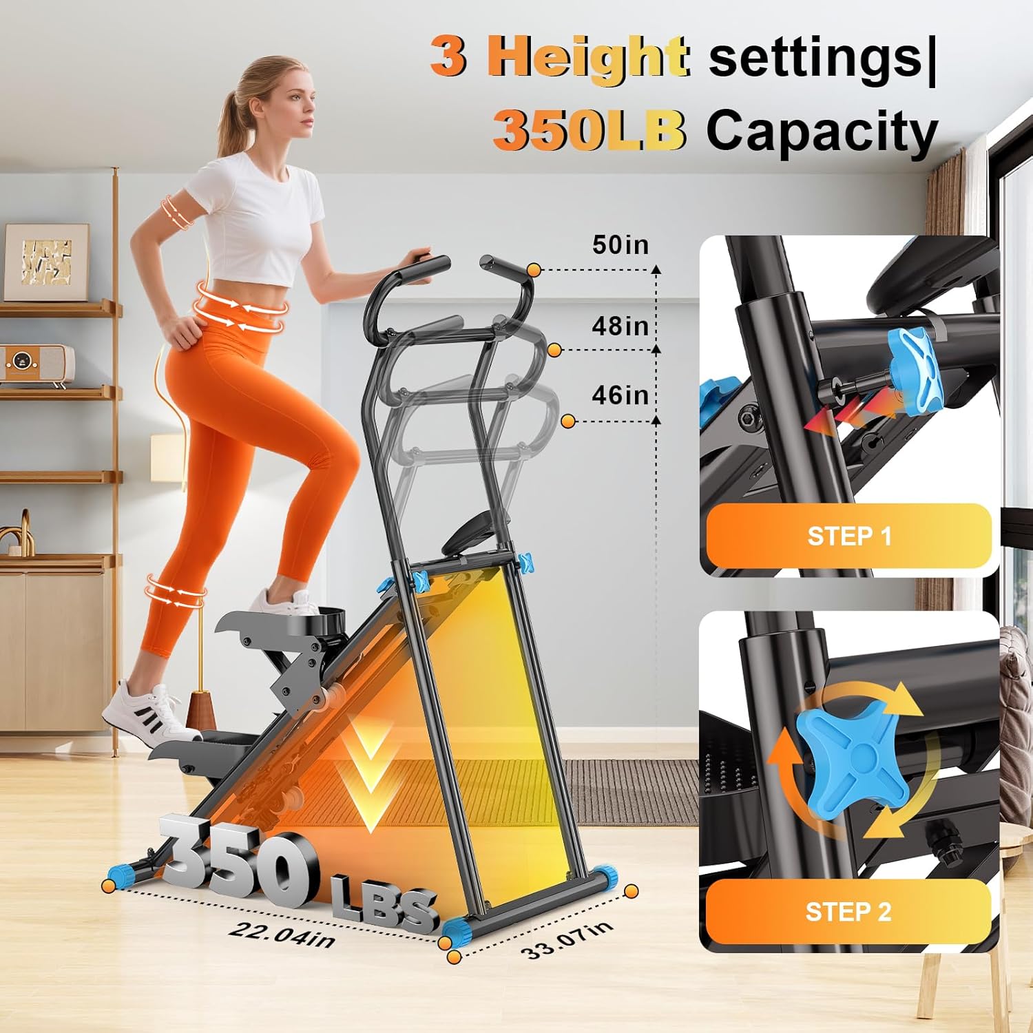 Stair Stepper for Home Gym, 350lbs Vertical Climber Machine with LCD Display, Non-Slip Pedals & 350lb Capacity Compact Folding Cardio Exercise Climber - Image 2