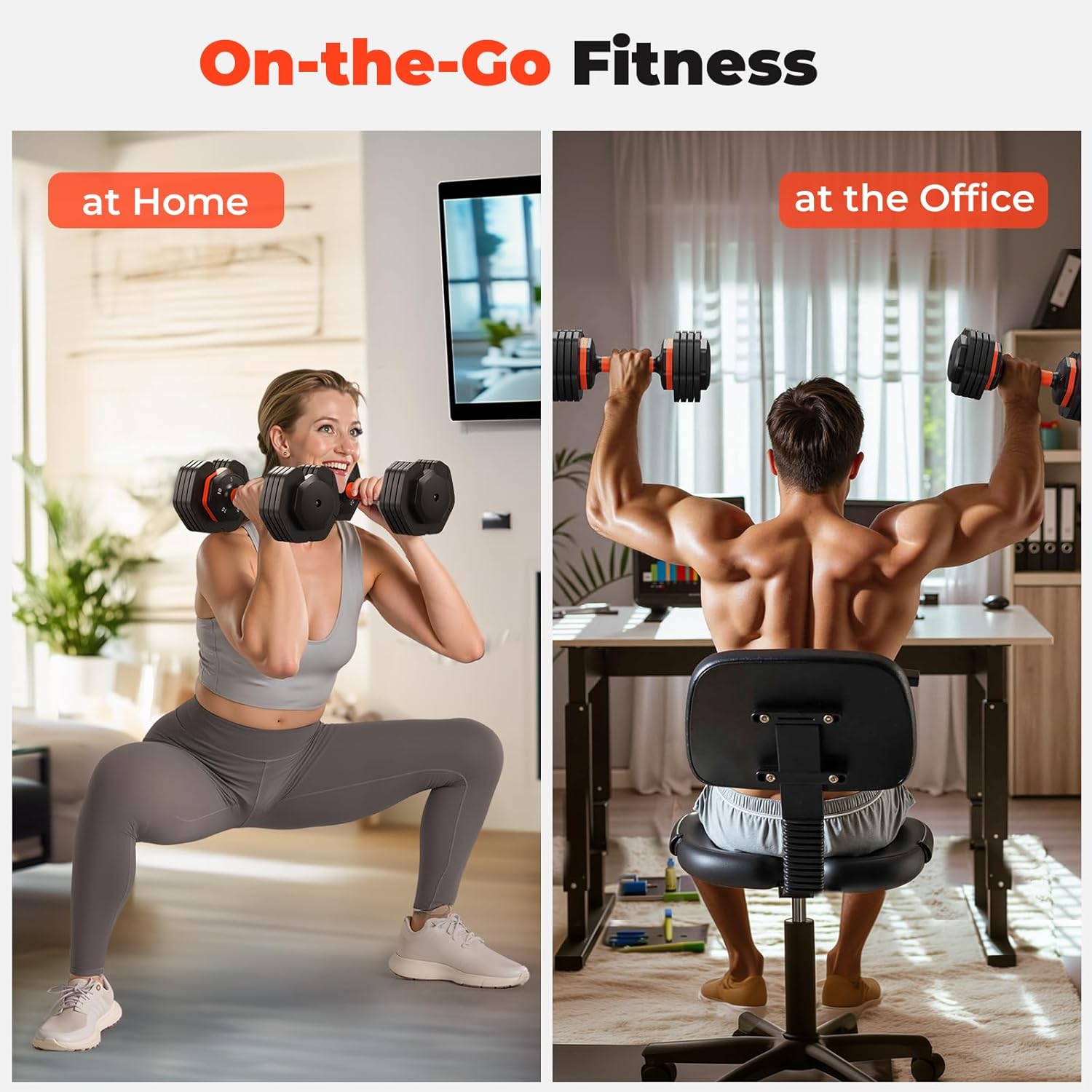 25LB 55LB Adjustable Dumbbells Set, 5LB to 25LB Dumbbell Pair,15LB to 55LB Weight Set of 2, Home Gym 50lbs/110lbs, Anti-Slip Handle for Exercise Equipment - Image 7