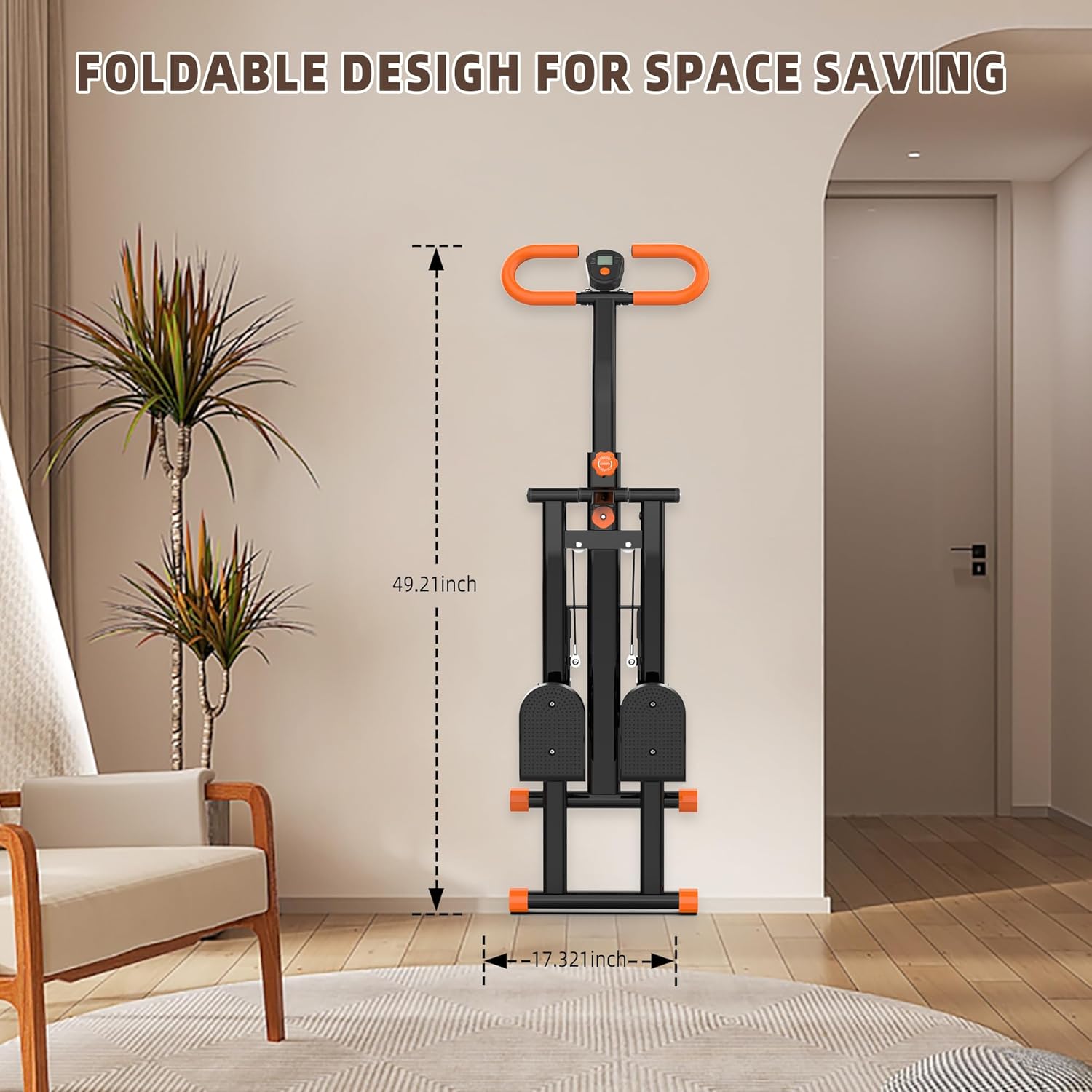 Stair Stepper for Home, Folding Vertical Climber Workout Machine for Full-Body Exercise Stair Stepper with Stable Frame Adjustable Handlebar & Pedals - Image 4