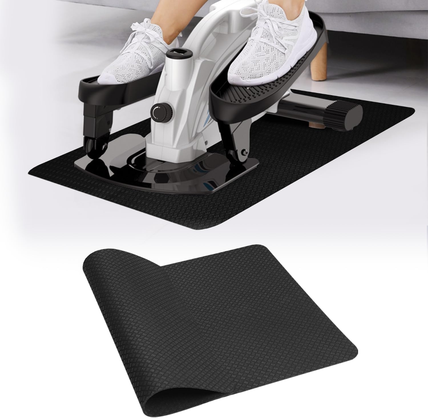 Double Non-Slip Workout Mat for Ellipse Leg Exerciser, 23.6" × 17" 0.12-0.2" Thick Ellipse Machine Mat, Exercise Mats for Under Desk Ellipticals