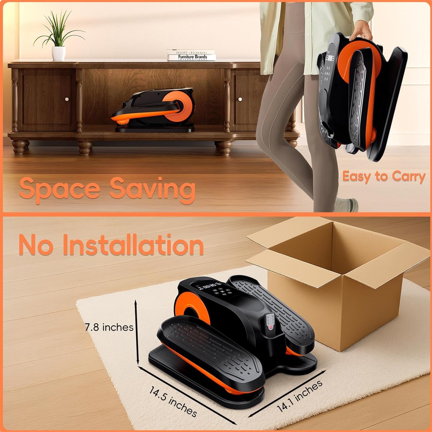 Under Desk Elliptical Machine, Morelax Ellipse Leg Exerciser for Seniors Fully Assembled, Quiet & Portable Electric Seated Pedal Exerciser with Remote Control & 12 Adjustable Speeds - Image 8