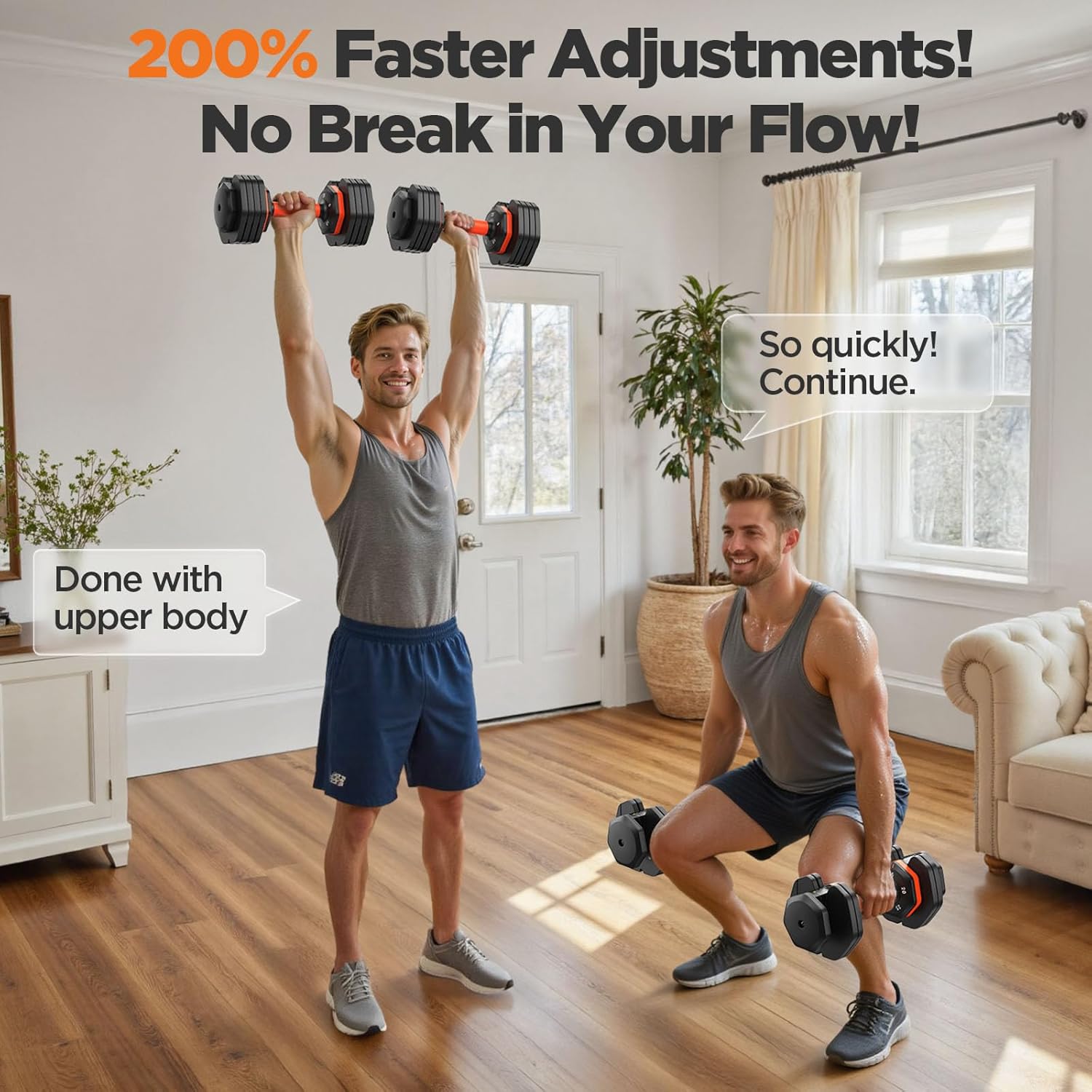 2025 Updated Adjustable Dumbbell Set of 2, 110lbs/50lbs Weights Dumbbell Set with Storage Box, 25lbs/55lbs Adjustable Weights with Anti-slip Silicone Grip, Weight Set For Home Gym Suit both Men and Women - Image 6