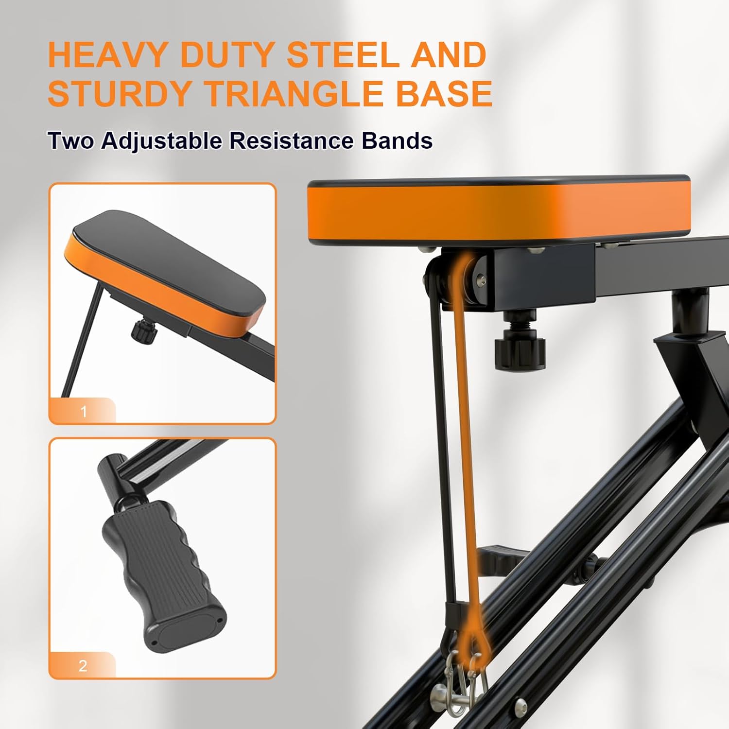 RIVANO Squat Machine, Ab Workout Equipment, 220lbs Loading Capacity Rowing Machines for Home Foldable with Adjustable Resistance Bands and Display, Exercise Trainer for Botty Butt Thighs - Image 5