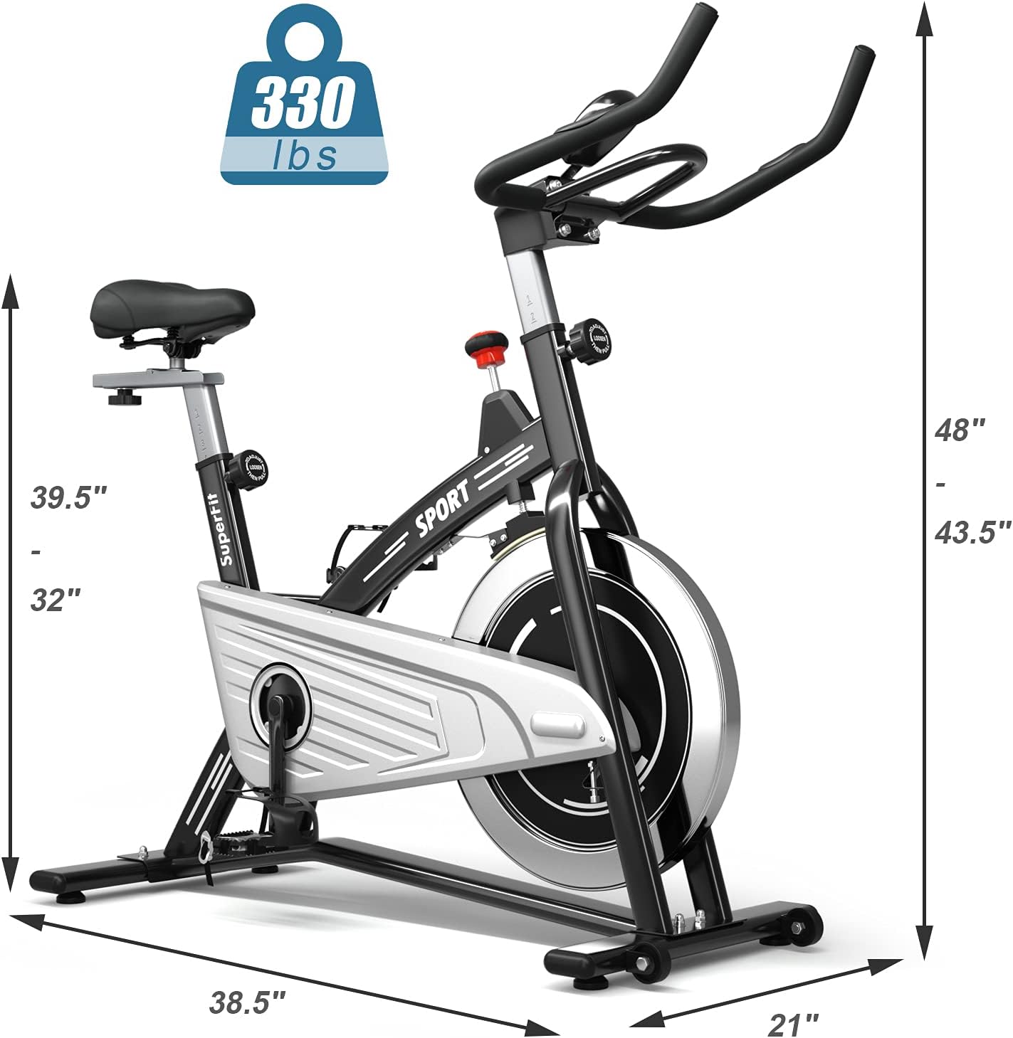 Goplus Indoor Exercise Cycling Bike, 330LBS Capacity Stationary Bike W/ Smooth Belt Drive, Heart Rate, LCD Monitor, Adjustable Comfortable Cushion, Handlebar, Near-silent Cardio Workout Bike for Office Home Gym - Image 9