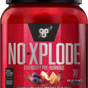 BSN N.O.-XPLODE Pre Workout Powder, Energy Supplement for Men and Women with Creatine and Beta-Alanine, Flavor: Fruit Punch, 30 Servings