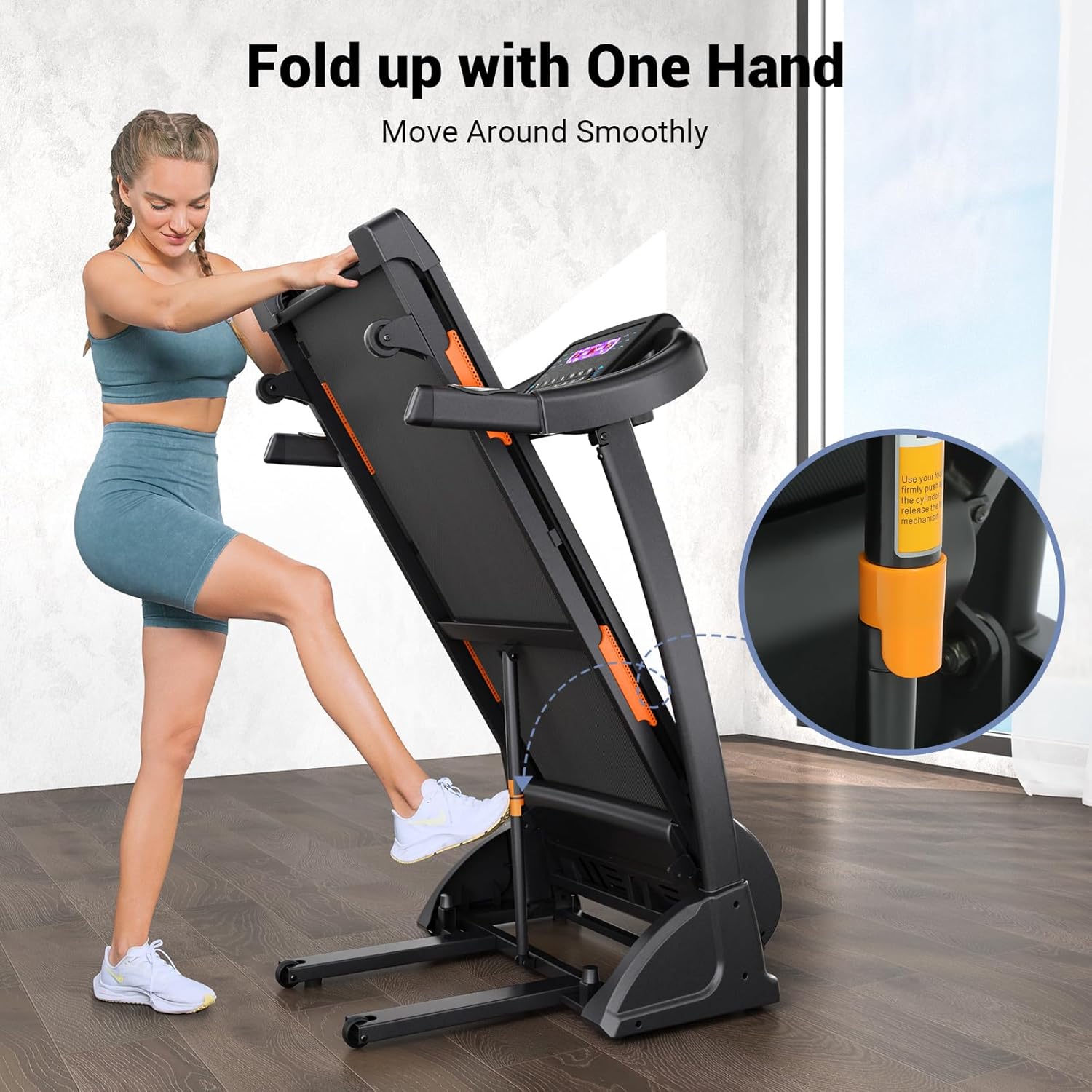 THERUN Incline Treadmill for Running and Walking, 300 lbs Weight Capacity Folding Treadmill with 0-15% Auto Incline, Wide Belt, 3.5HP, App, Heart Rate - Image 7