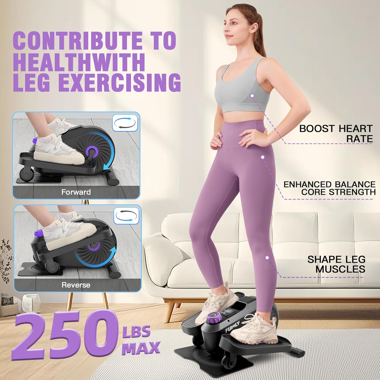 FUNMILY Under Desk Elliptical, Ellipse Leg Exerciser, Standing or Seated Mini Elliptical Machines, Portable Bike Pedal Exerciser for Seniors/Adults, Leg Workout Equipment for Home/Office - Image 2
