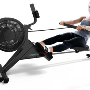 SereneLife Smart Rowing Machine-Home Machine with Smartphone Fitness Monitoring App, Magnetic Row Machine for Gym or Home Use, 16 Levels Resistance