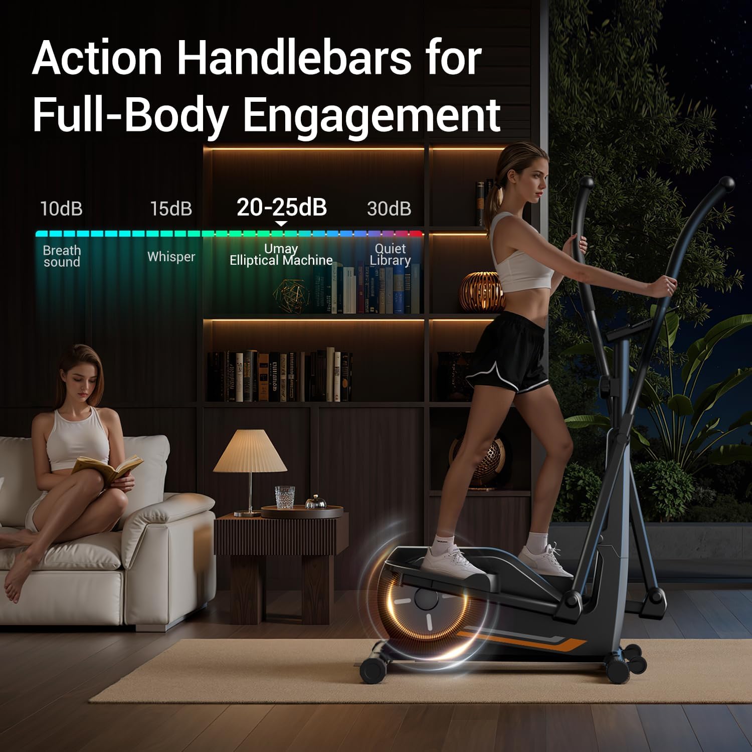 CURSOR FITNESS Elliptical Machine, Elliptical Exercise Machine for Home, Elliptical Training Machines with 8 Levels Resistance, Silent Magnetic Elliptical Trainer with 12" Stride and LCD Monitor - Image 3