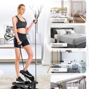 Mini Exercise Stepper 330lb, Stair Steppers with Display, Aerobic Fitness Stepper Exercise Machine with Resistance Bands Step Fitness Machines for Home Office Workout