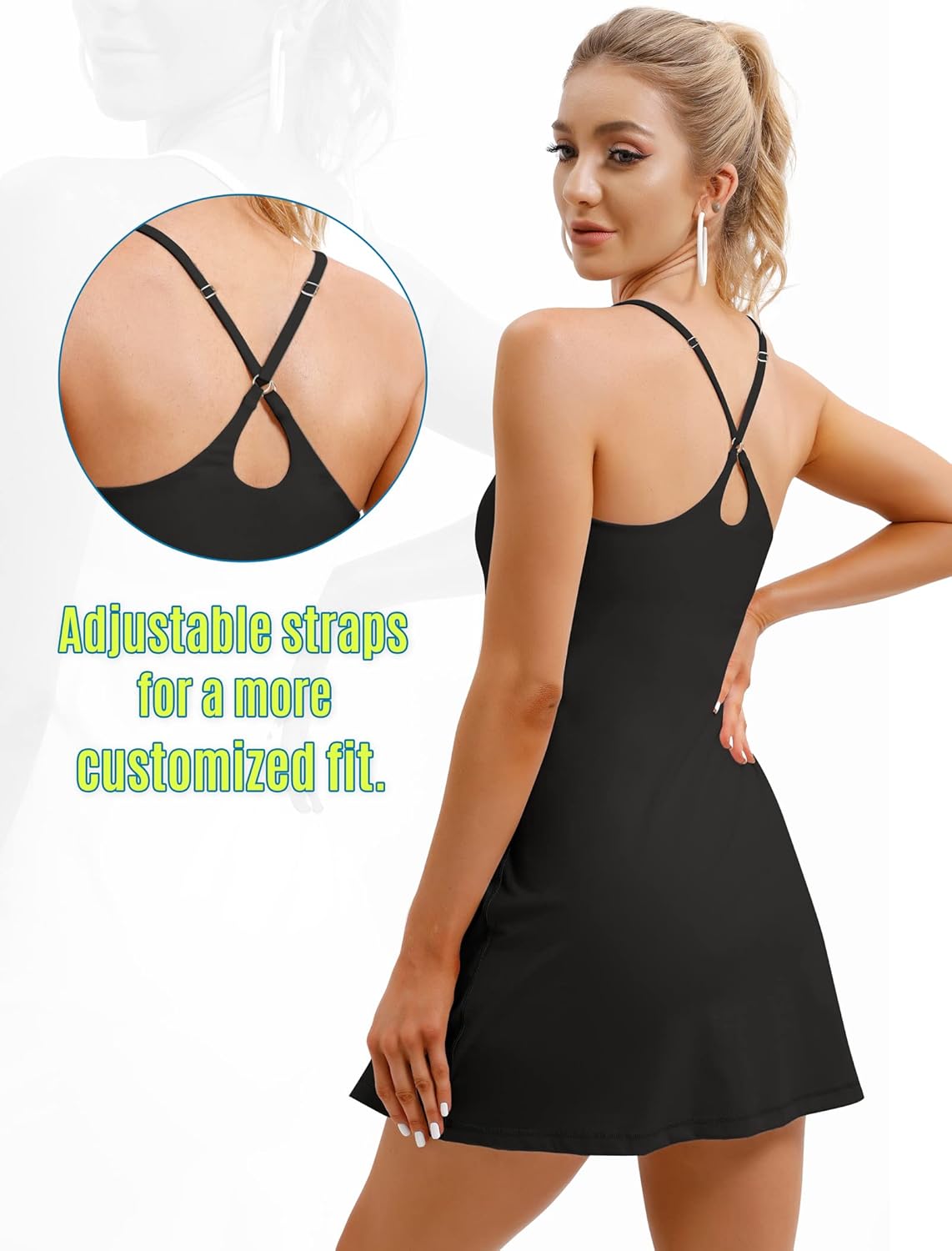 Womens Tennis Dress, Athletic Dress with Built-in Bra & Shorts Pockets Summer Dresses for Women Golf Outfits for Workout - Image 2