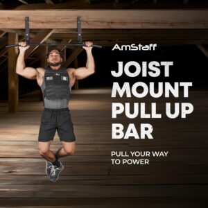 Joist Mount Pull Up Bar, Ceiling Mounted Chin Up Bar for Home Gym, Crossfit, Beam, Rafter – Heavy Duty, Multi Grip, 42″ Wide, Maximum Head Clearance – TU038