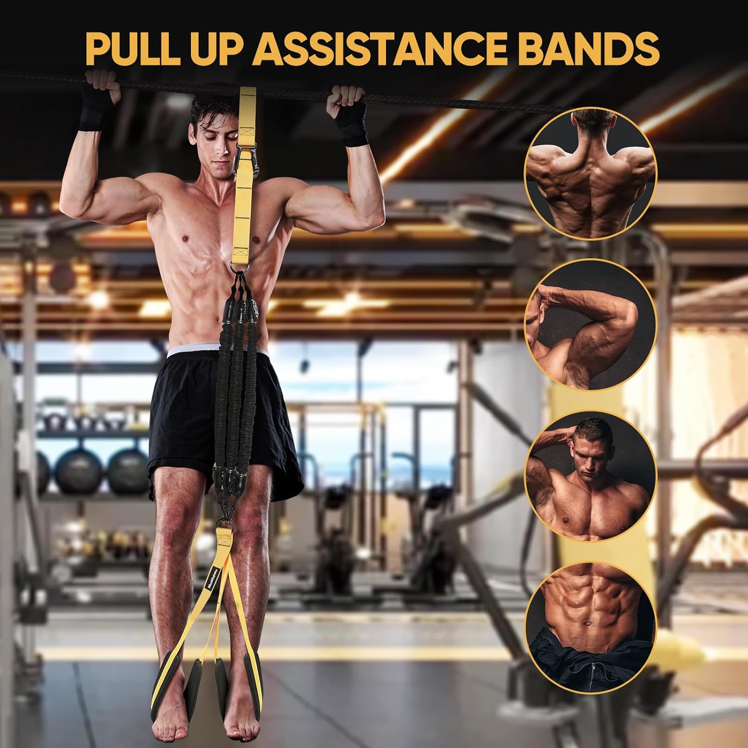 Adjustable Pull Up Assistance Bands with Fabric Feet Mats for Strength Training, Pull-Up Bar Workouts, and Resistance Training - Image 2