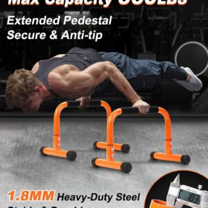 TABEKE Push Up Bar, 12″ High Parallettes Bars & Dip Bar With Full-Cover Foam Handles, No Wobbling Calisthenics Equipment For Handstand, L-Sit, Gymnastics, Strength Training Home Gym