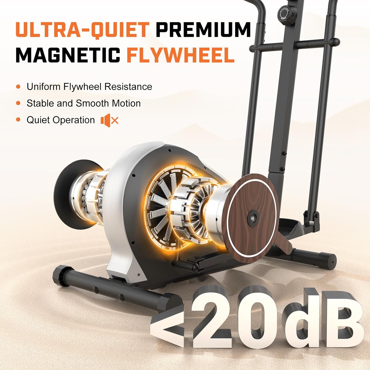 ANCHEER Home Gym Elliptical Trainer Machine, Silent Magnetic Cross Trainer with LCD Display, 14-Level Resistance & Heart Rate Monitor, 400Lbs Capacity Cardio Equipment - Image 2