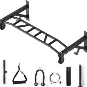 Wall Mounted Pull Up Bar With Pulley System, 600lbs Heavy Duty Chin Up Bar, 48″ Multi Grip Pullup Bar, for Garage Indoor Basement Workout Strength Training Equipment, Ease Of Use Mounting