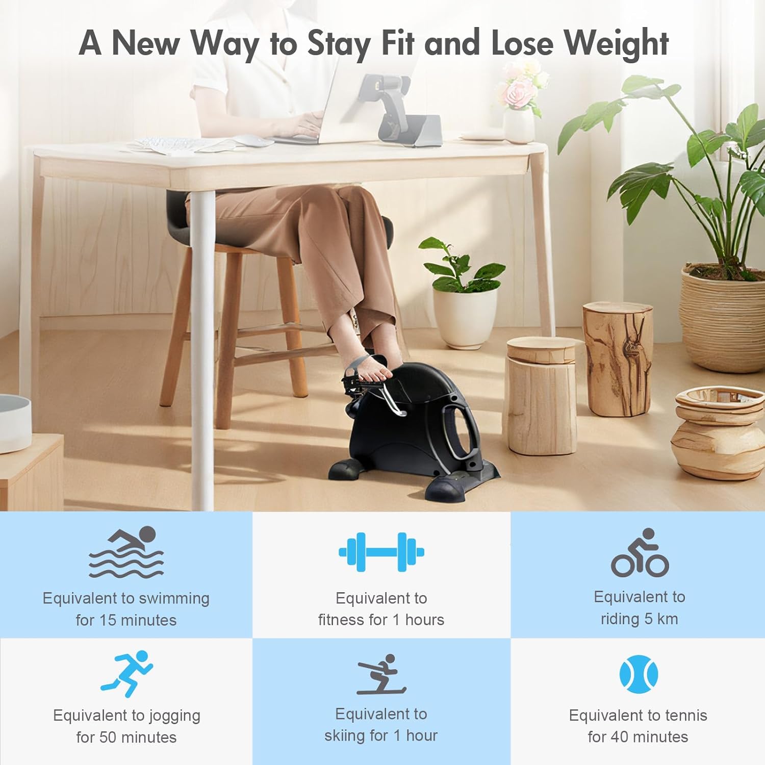 ALSO GO Mini Multi-Function Stepper, Exercise Bike, Digital Under Desk Bike with LCD Screen Display, Pedal Exerciser Peddler for Leg Arm and Knee for Elderly - Image 7