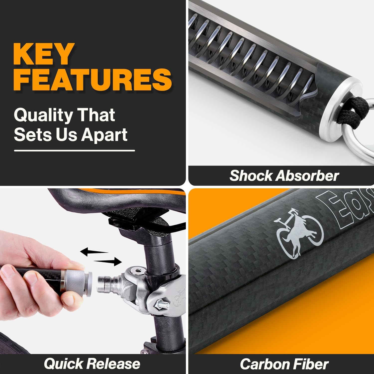 V2.0-180° Rotating Dog Bike Leash - with Shock Absorbers and Quick Attach Mechanism | Carbon Fiber | Detachable, Adjustable for The Smoothest Ride- Patent Pending (Black) - Image 4