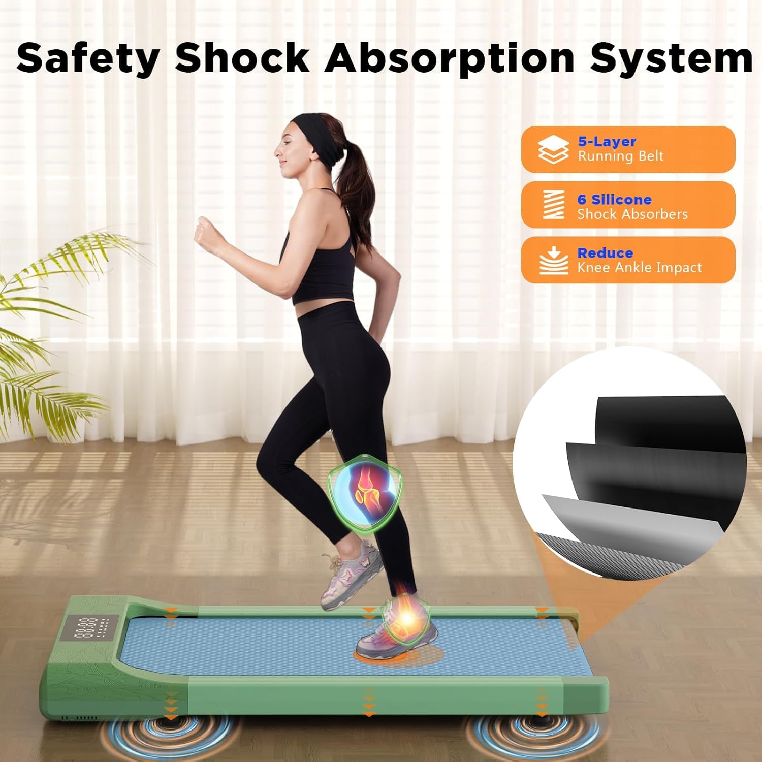 Walking Pad Treadmill, 3 in 1 Portable Under Desk Treadmill 300 lb Capacity, Treadmills for Home Small with Remote Control, 2.5 HP Low Noise Small Treadmill Jogging Running Machine with LED Display - Image 4