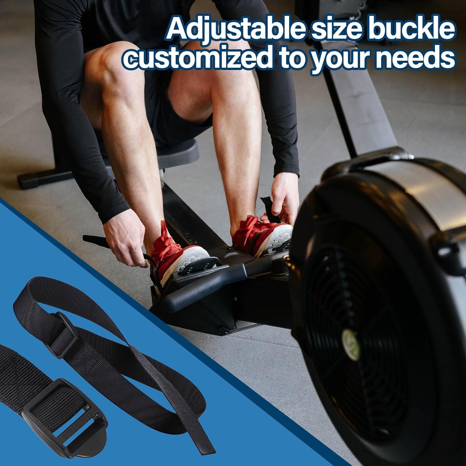 Rowing Machine Adjustable Foot Straps Compatible With Concept 2 Rower Fitness, 4 Pack Replacement Reusable Straps - Image 7