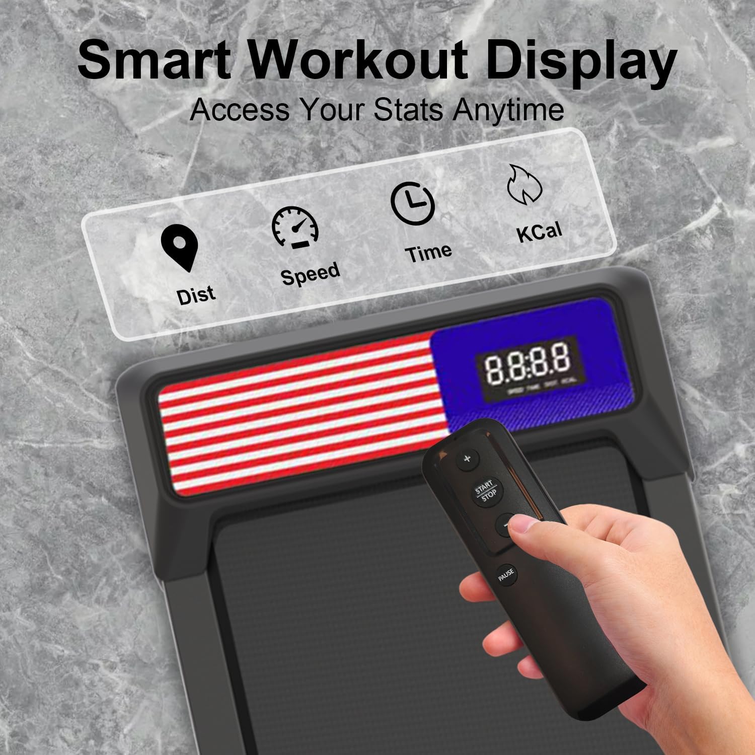 Under Desk Treadmill, Walking Pad Treadmill, 2.5 HP 265 Lbs Low Noise Walking Pad Incline LED Display with Remote Control Walking Jogging Running Machine, Treadmills for Home and Office - Image 5