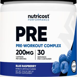 Nutricost Pre-Workout Complex Powder (30 Servings, Blue Raspberry) – Pre-Workout Supplement with Beta-Alanine, Taurine & Amino Acids