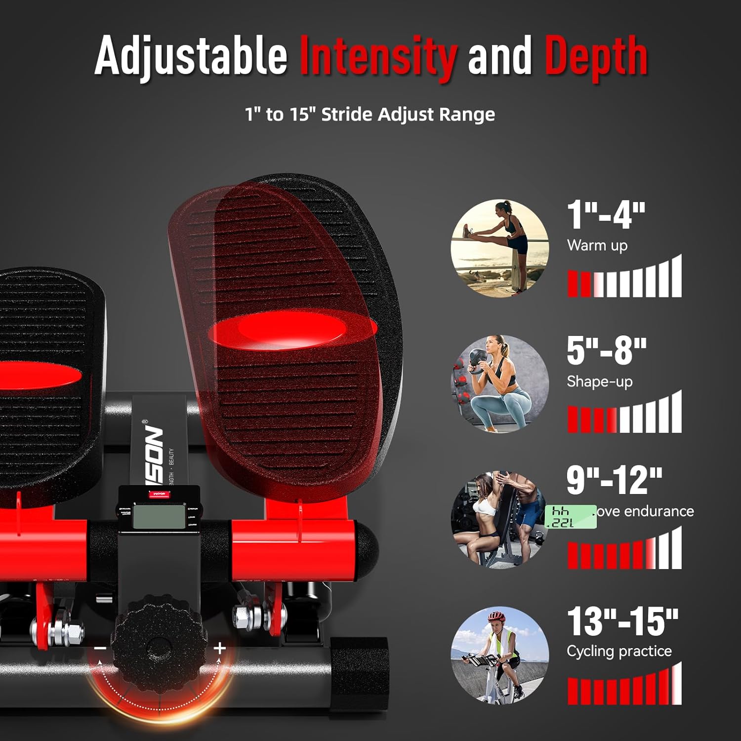 HARISON Mini Steppers for Exercise, Stair Stepper with LCD Monitor 300LBS Capacity, Portable Under Desk Stepper for Home Workout - Image 5